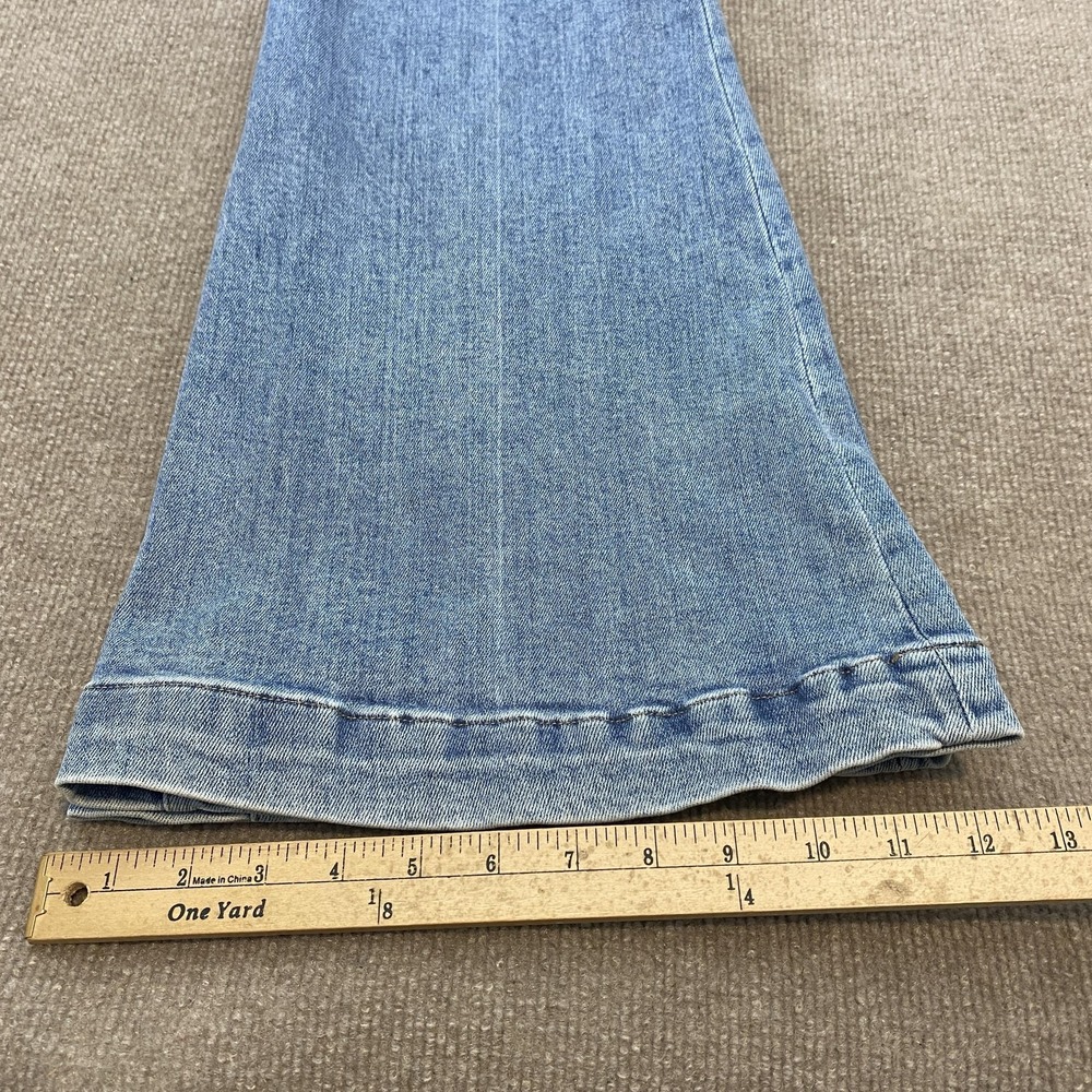 Risen Flare Jeans Womens 15/32 Blue Boho Hippie High Rise Stretch Denim RDP5297 - Picture 12 of 13